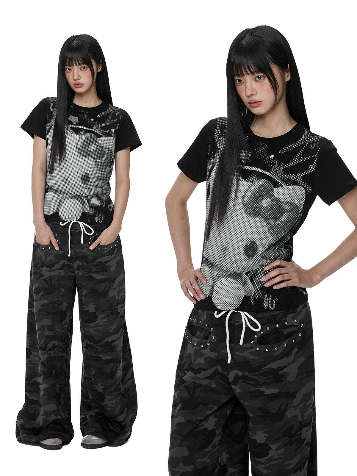 EZEK Cartoon Cat Print Slim Tee
