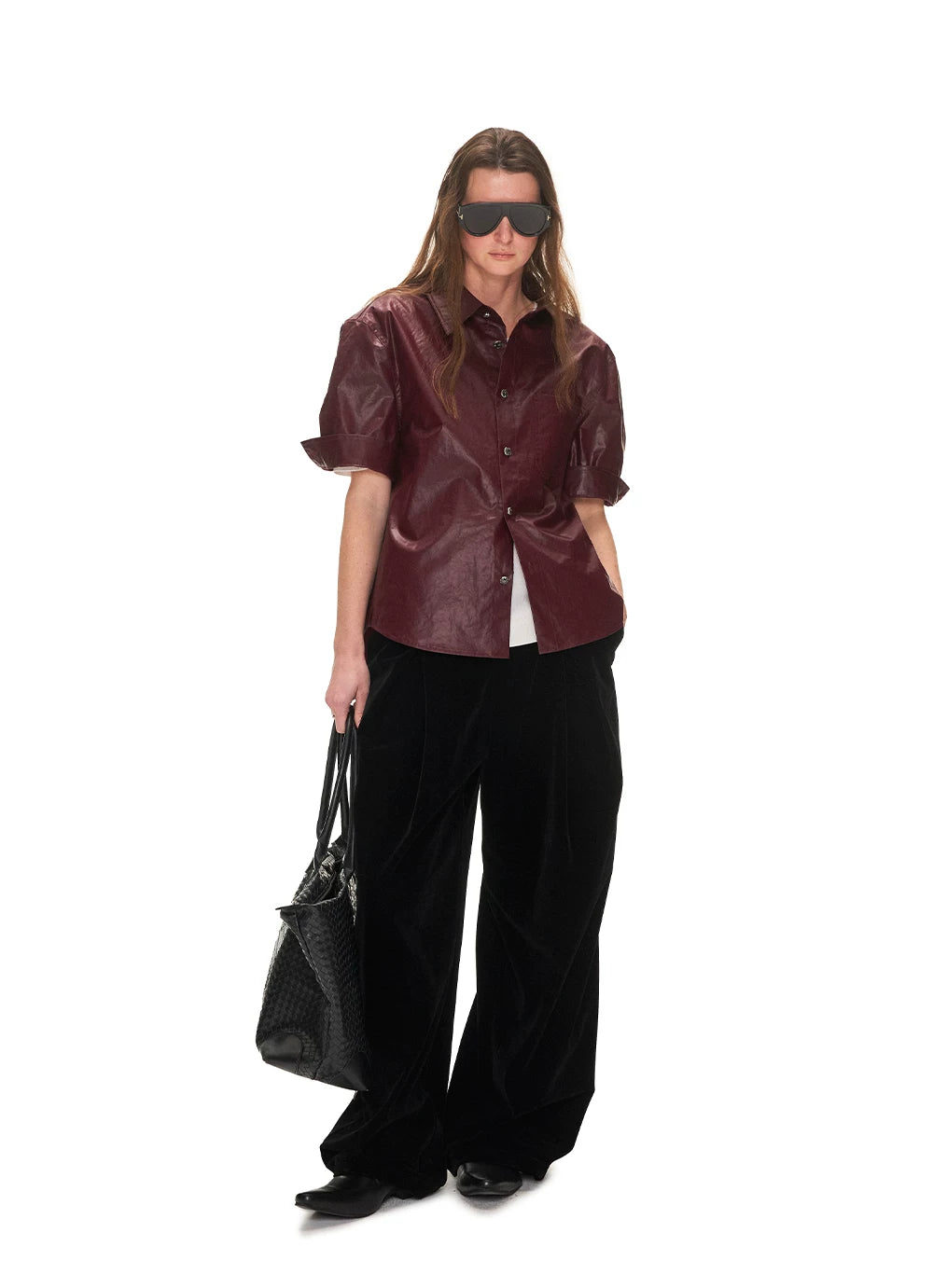 ANTERIOR LOVED Leather Texture Waterproof Short-sleeved Shirt