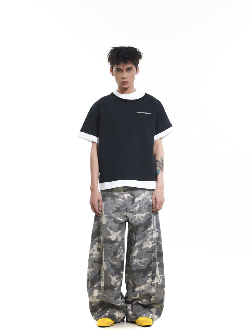 BTSG fake two-piece stacked short-sleeved Tee