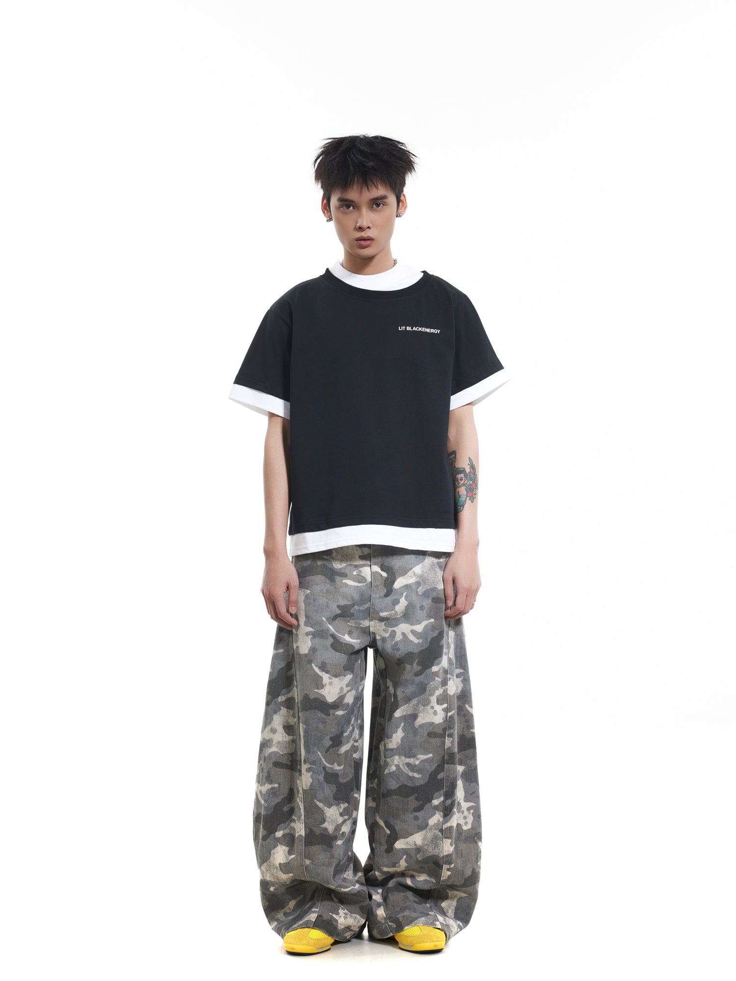 BTSG fake two-piece stacked short-sleeved Tee