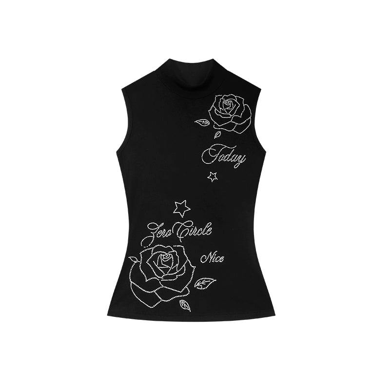 Zero Hot Diamond Slim Fit Slim High Neck Sleeveless Vest