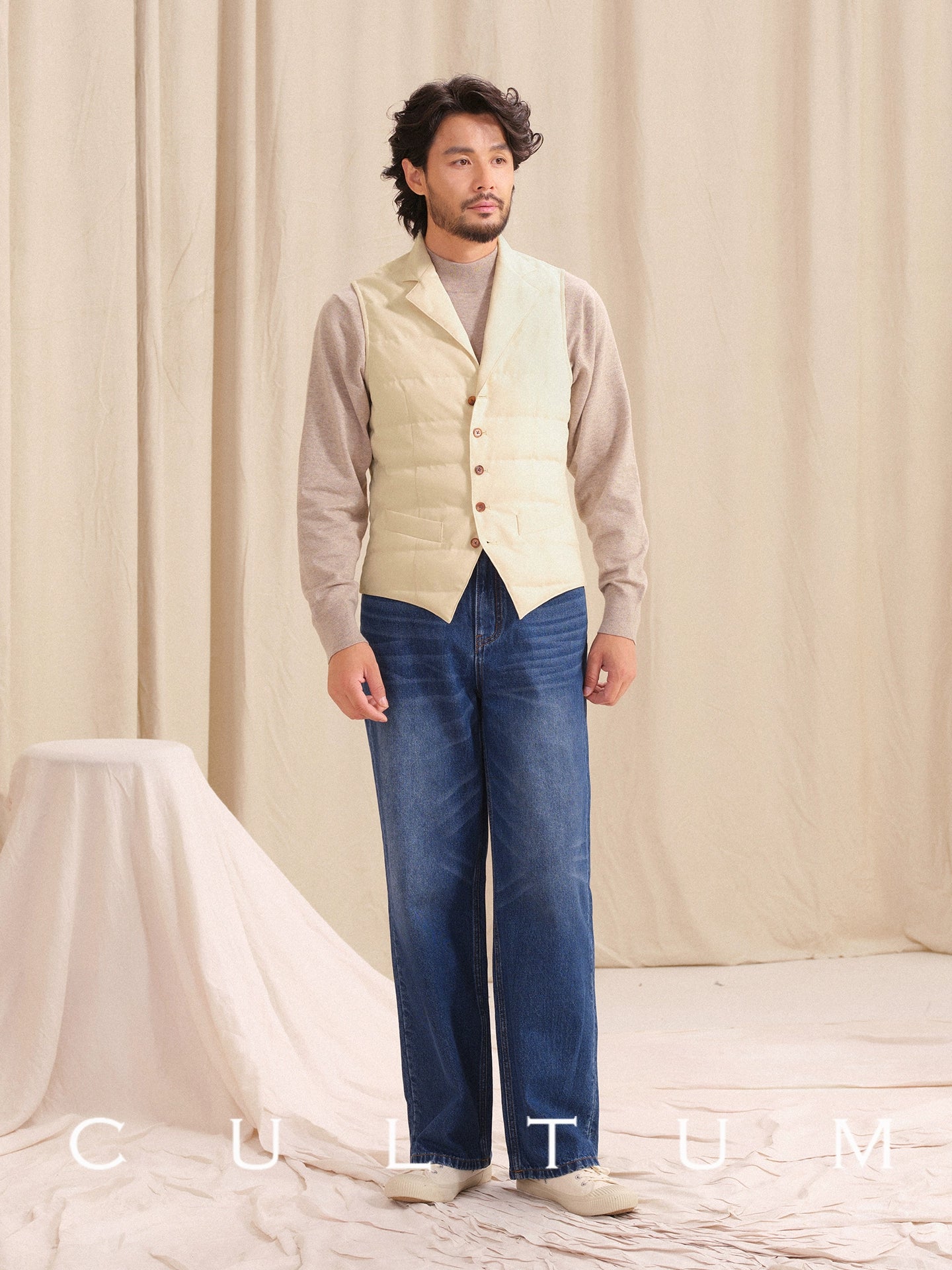 CULTUM Three-dimensional Cut Suit Collar Down Vest