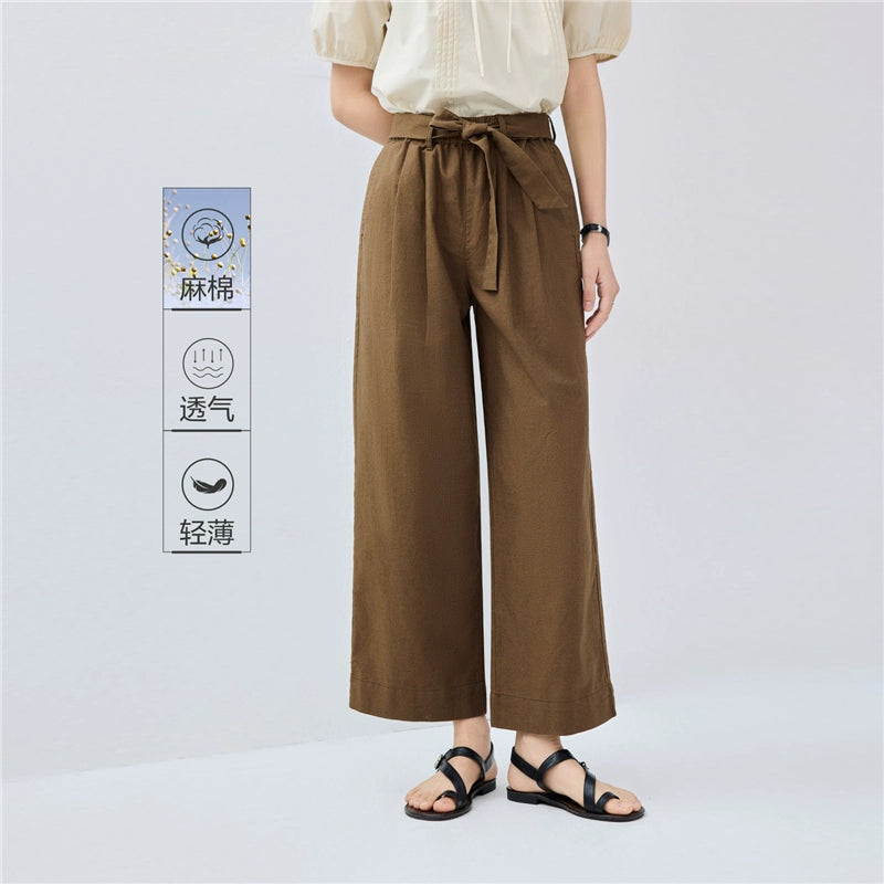 Giordano Strap-on Wide-leg Elastic Waist Capris
