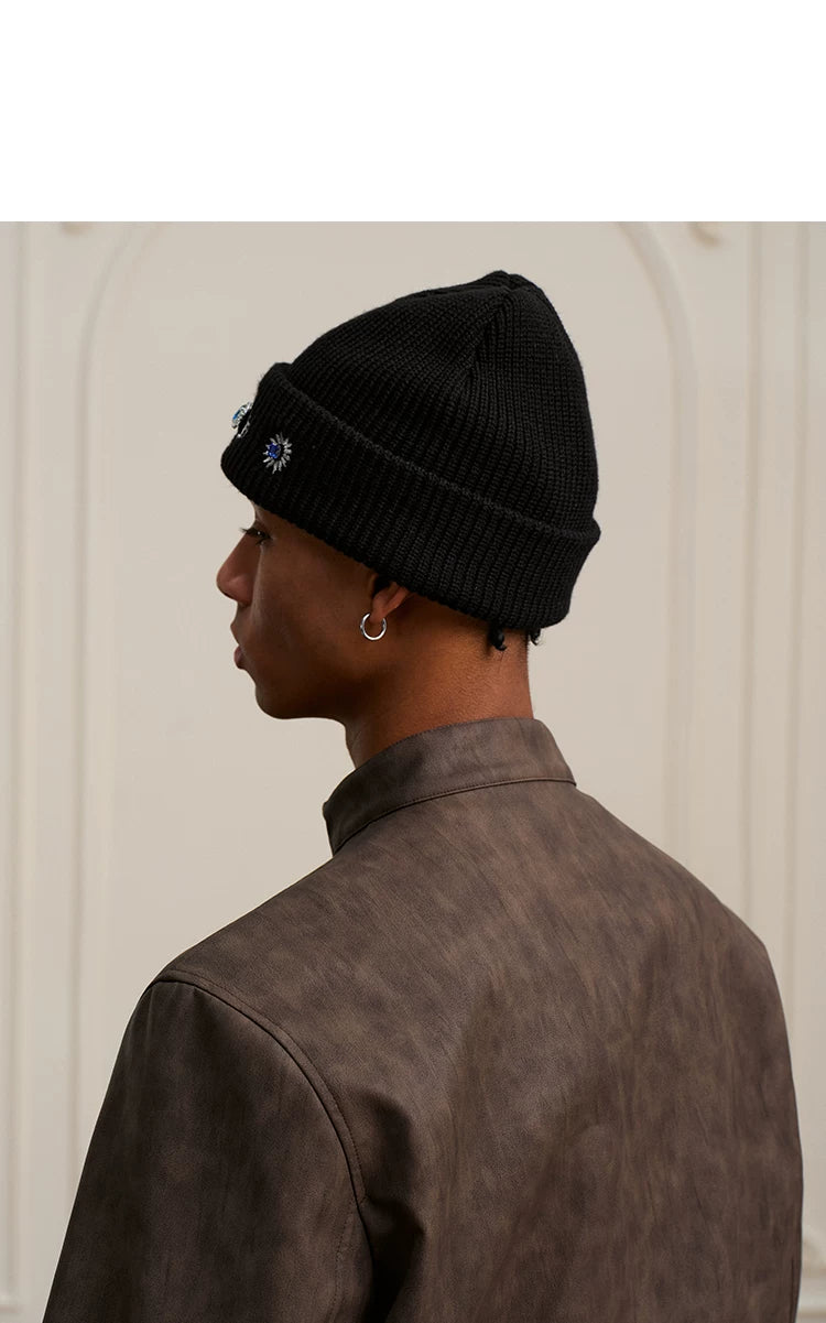 YADcrew Button Embellished Knitted Wool Cap