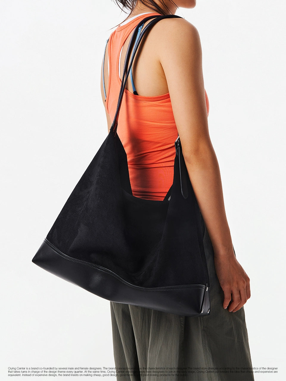 CryingCenter Suede Splicing Large Capacity Shoulder Strap Crossbody Bag