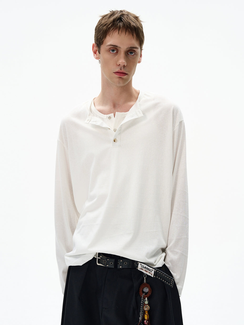 MADWITCH Minimalist Henry Collar Loose Casual Long Sleeves