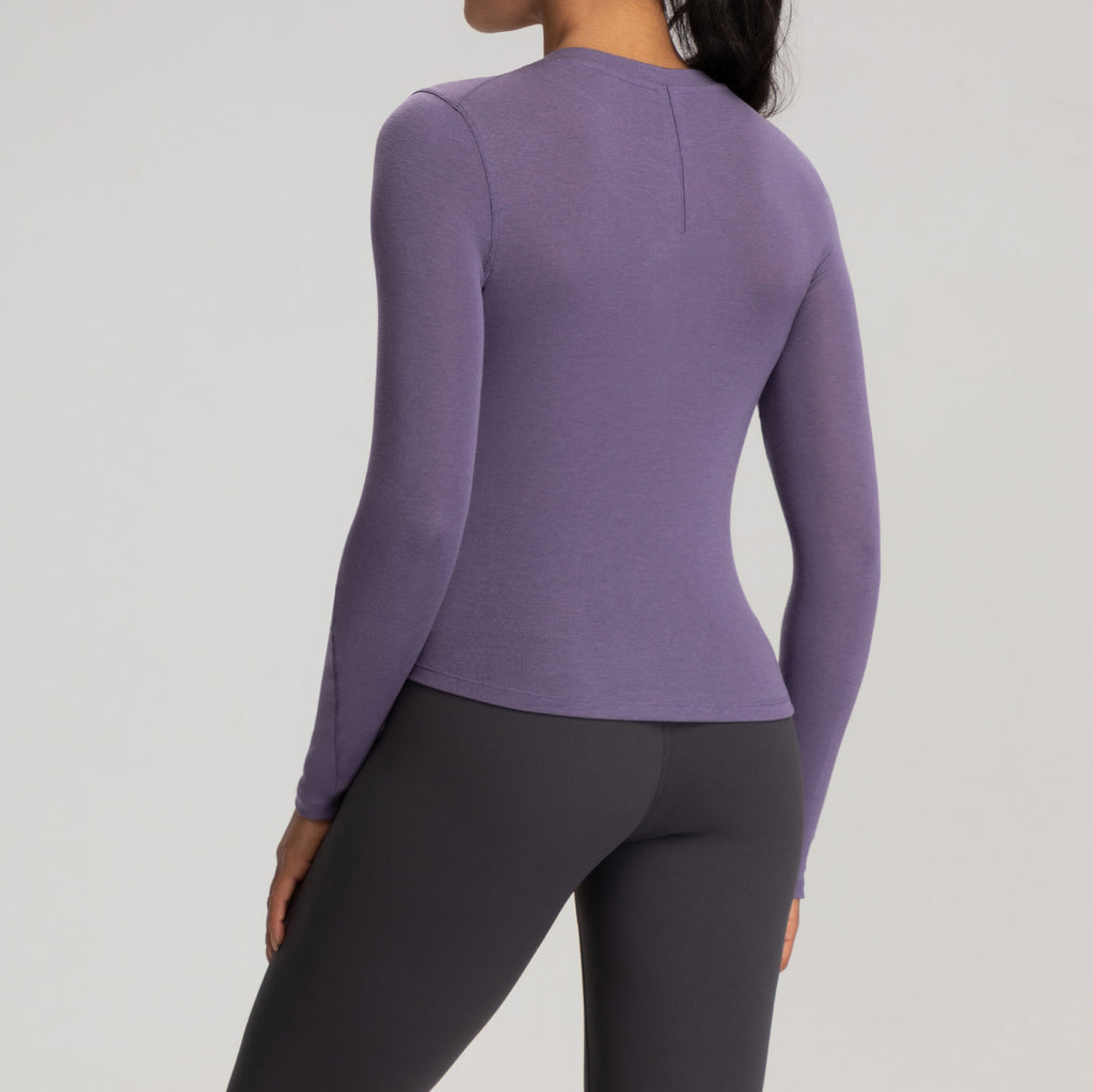 Athena Lulu Button Long Sleeve T-Shirt High Stretch Sports Henley Shirt Top