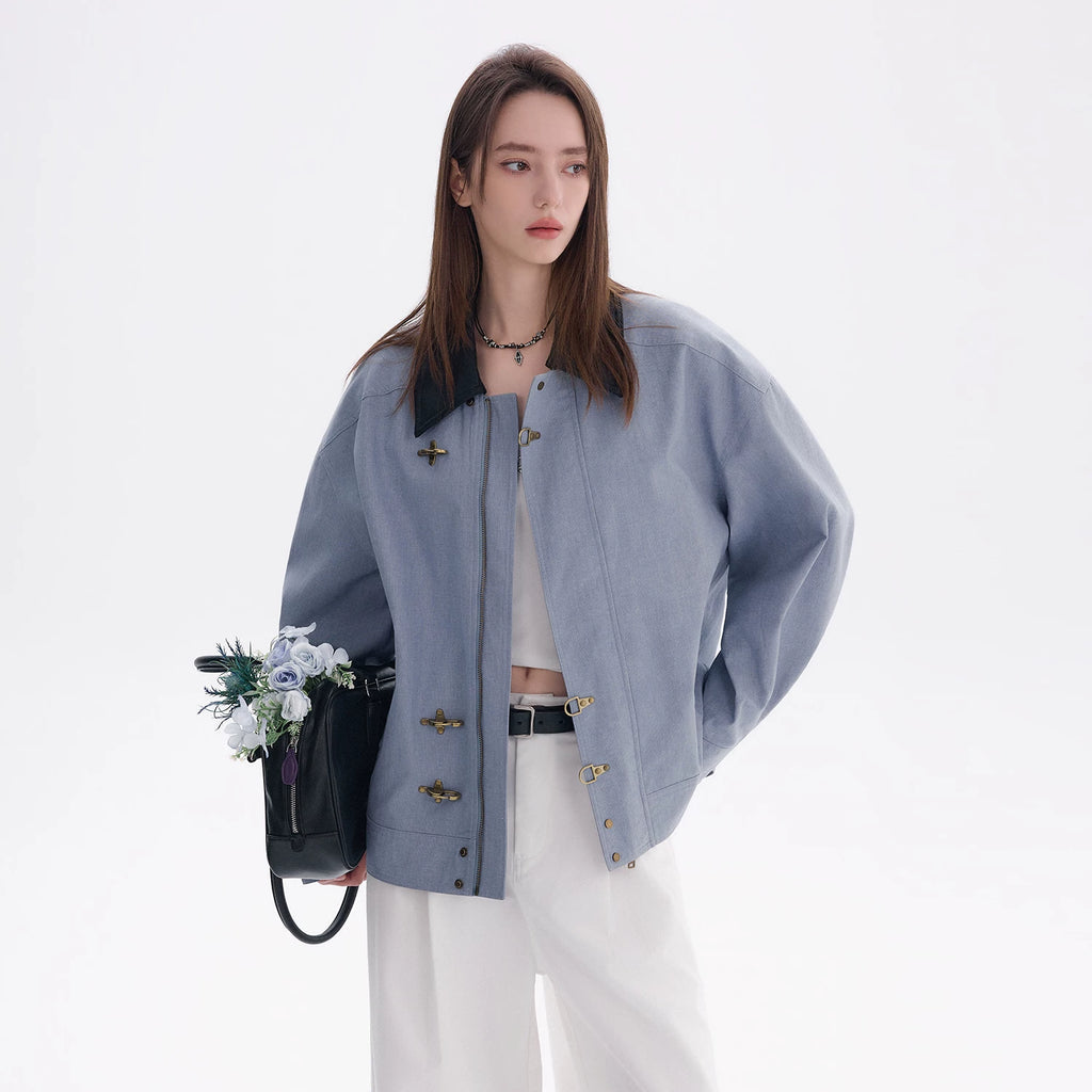 CHOR Lapel Korean Simple Cropped Jacket
