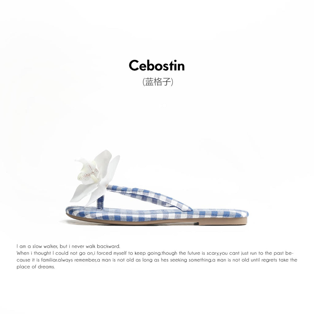 Cebostin Premium Flower Flat Toe Slippers