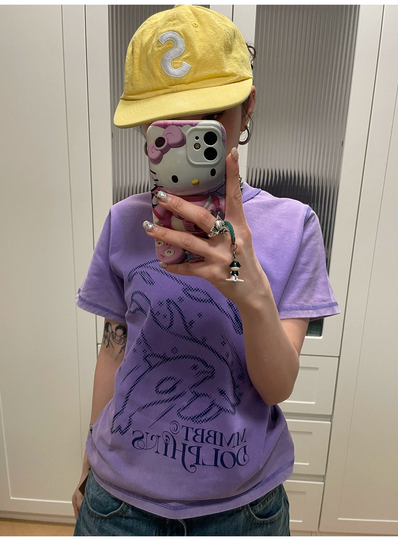 MMBBT Cartoon Dolphin Print Round Neck Tee