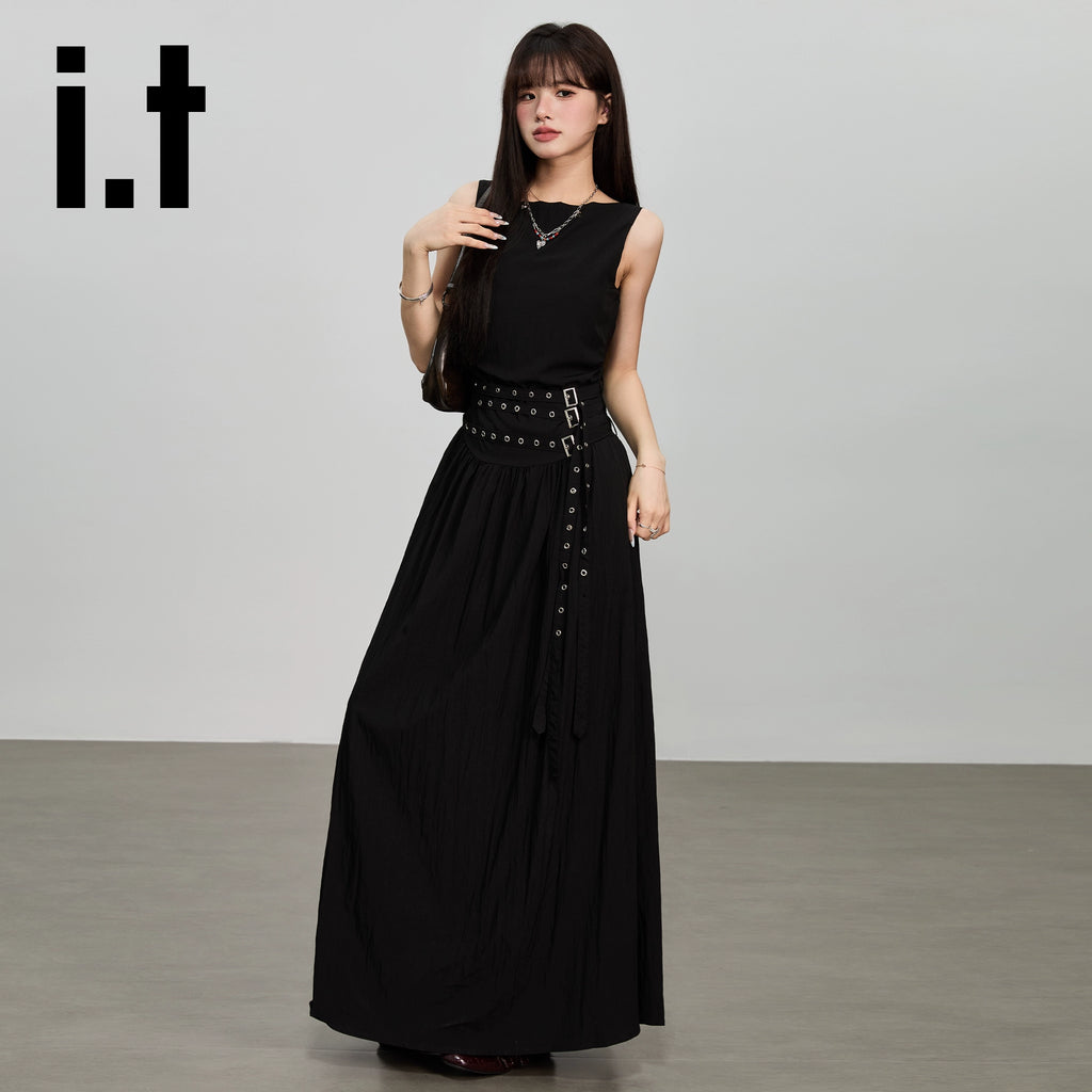 IT: CHOCOOLATE Sleeveless Vest Waist Temperament High-end Dress