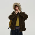 Girlyhalo Drawstring Hooded Fur Collar Jacket