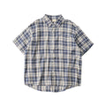 LIVINGTOWN Simple and Versatile Color-blocked Plaid Short-sleeve Shirt