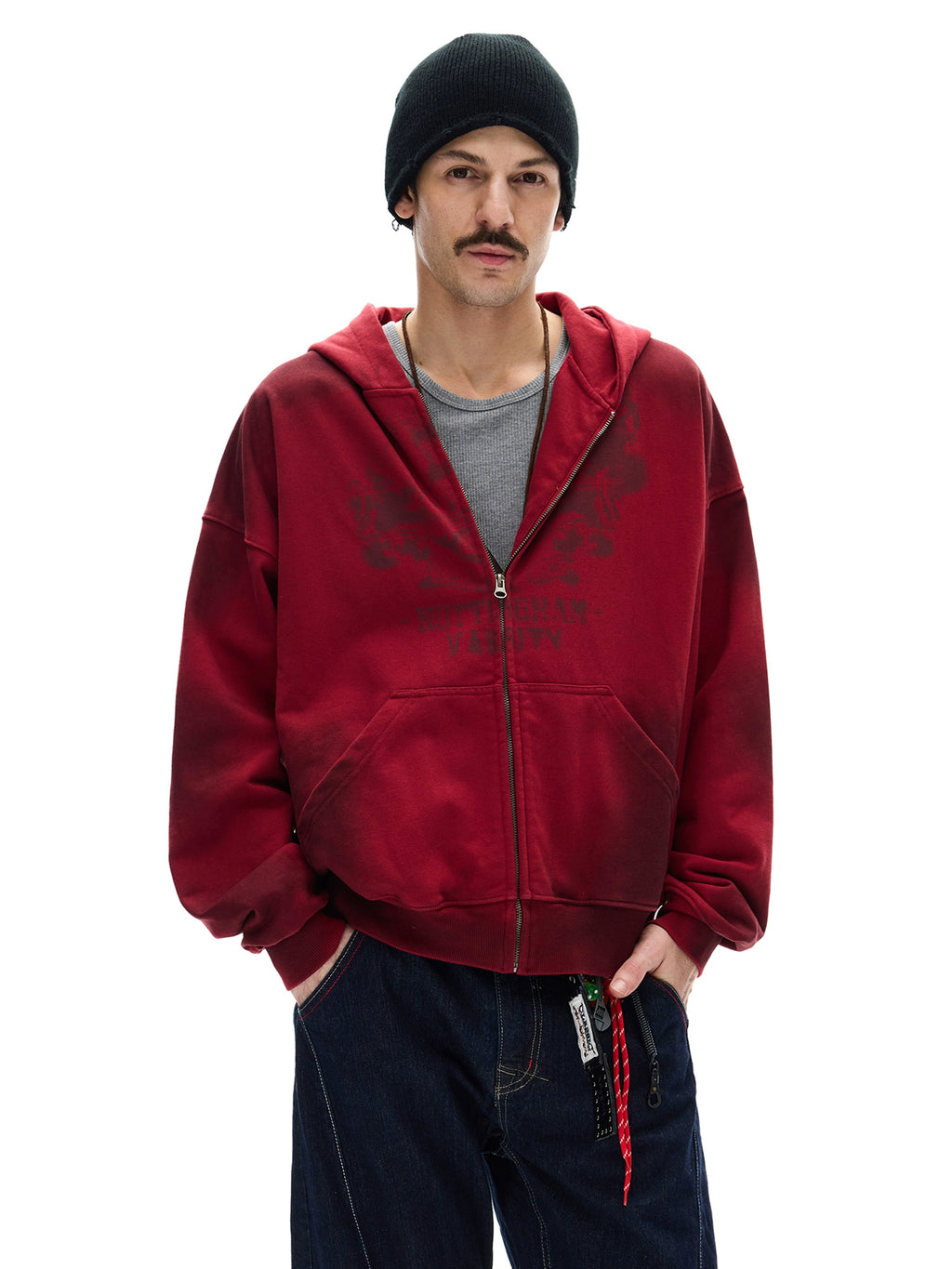 TRYTHMCLUB Short Make Old Tie-dye Hooded Sweater Men
