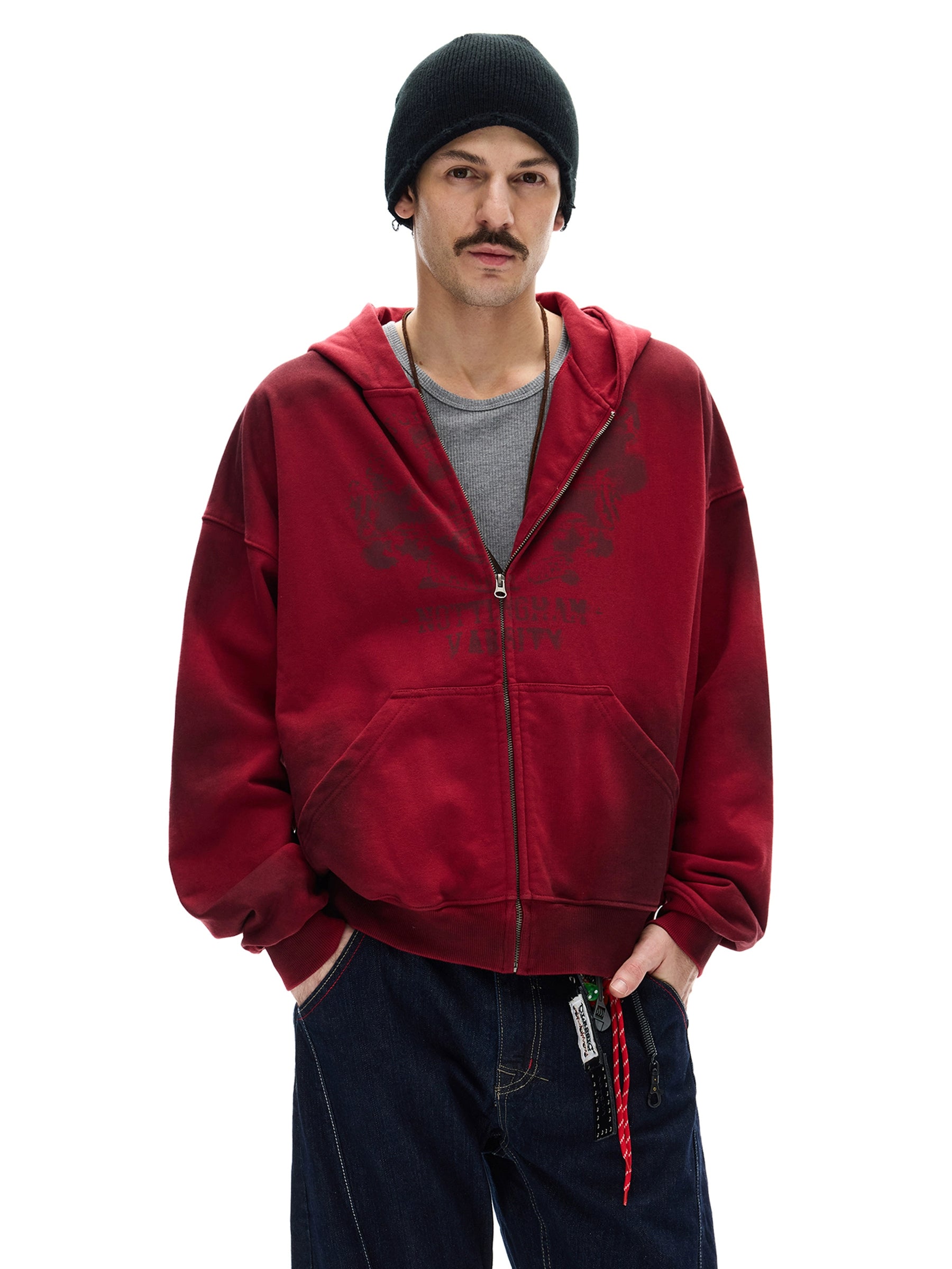 TRYTHMCLUB Short Make Old Tie-dye Hooded Sweater Men