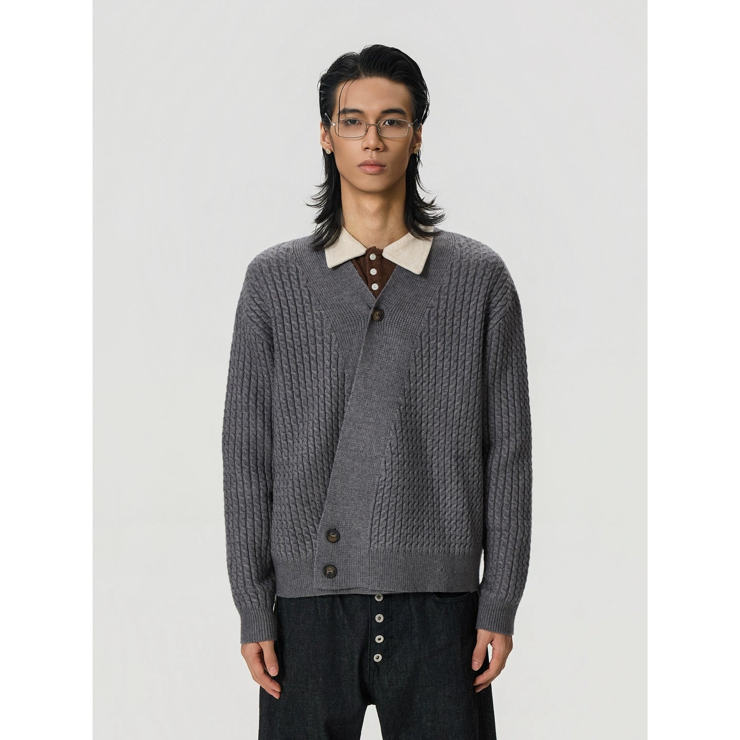 BTSG Vintage V-Neck Slack Cardigan Sweater Jacket