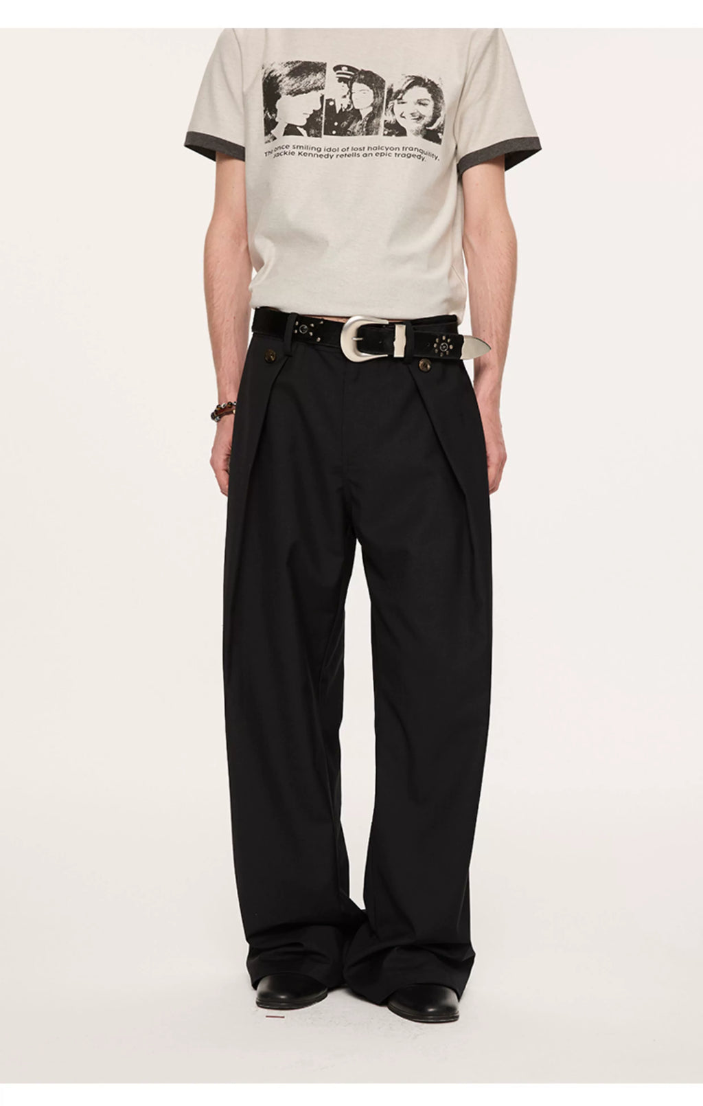 KREATE Flanged Casual Loose A-shaped Trousers