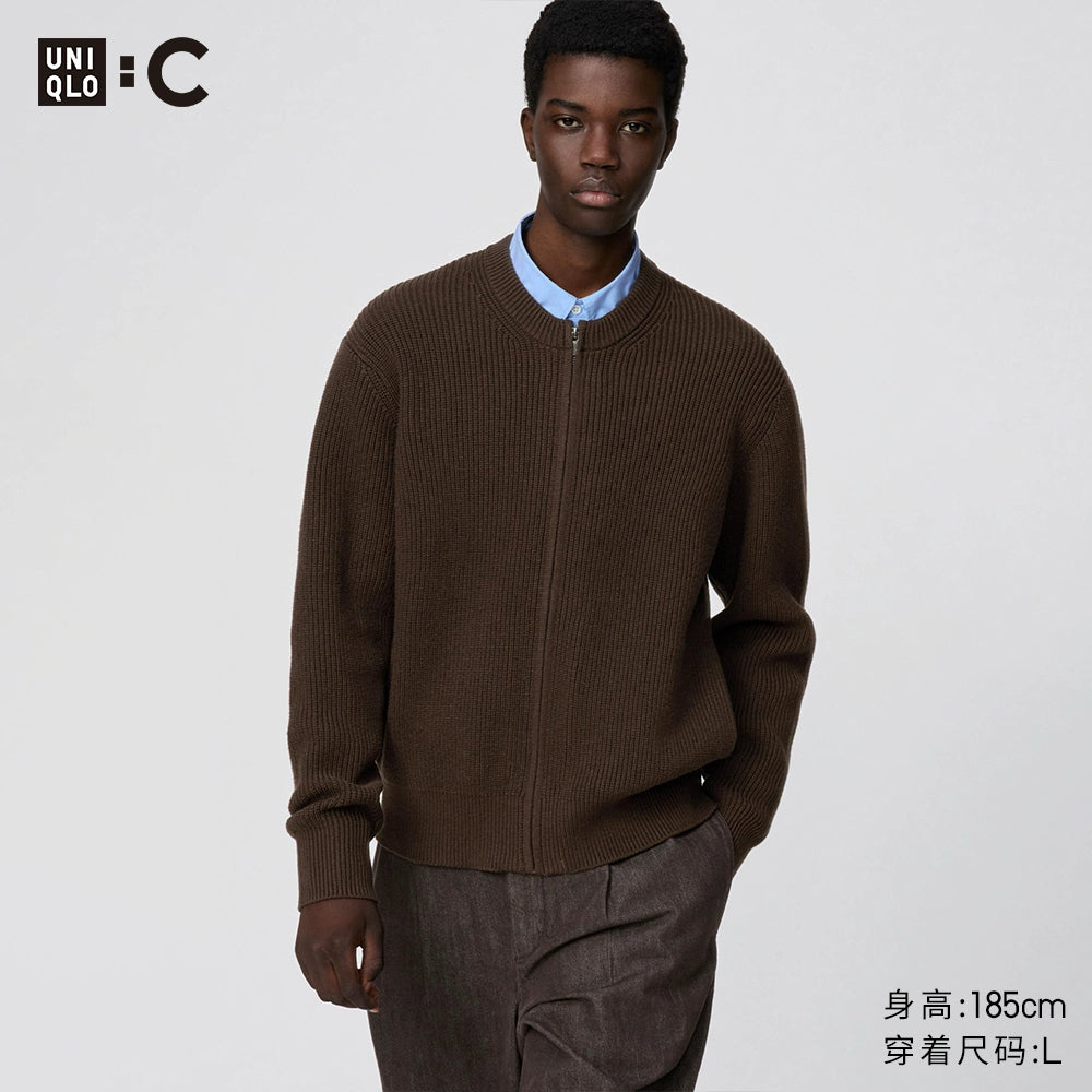 Uniqlo Crew Neck Knitted Long-sleeved Sweater Jacket