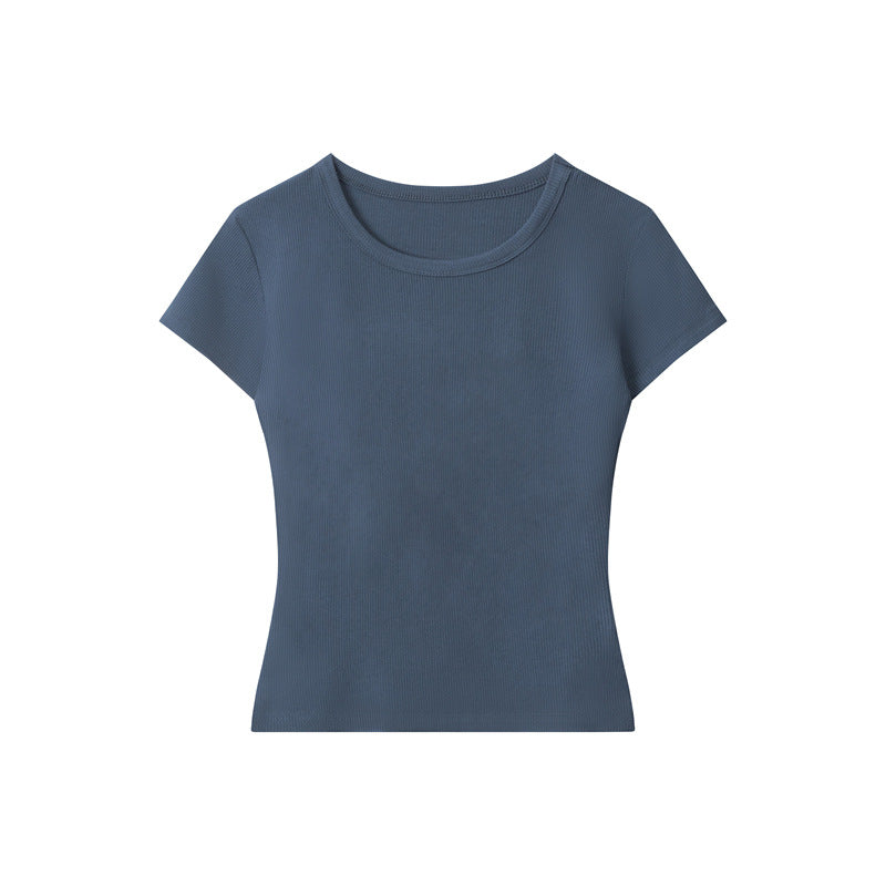 Nariele Shoulder Crew Neck Skinny Versatile Tee