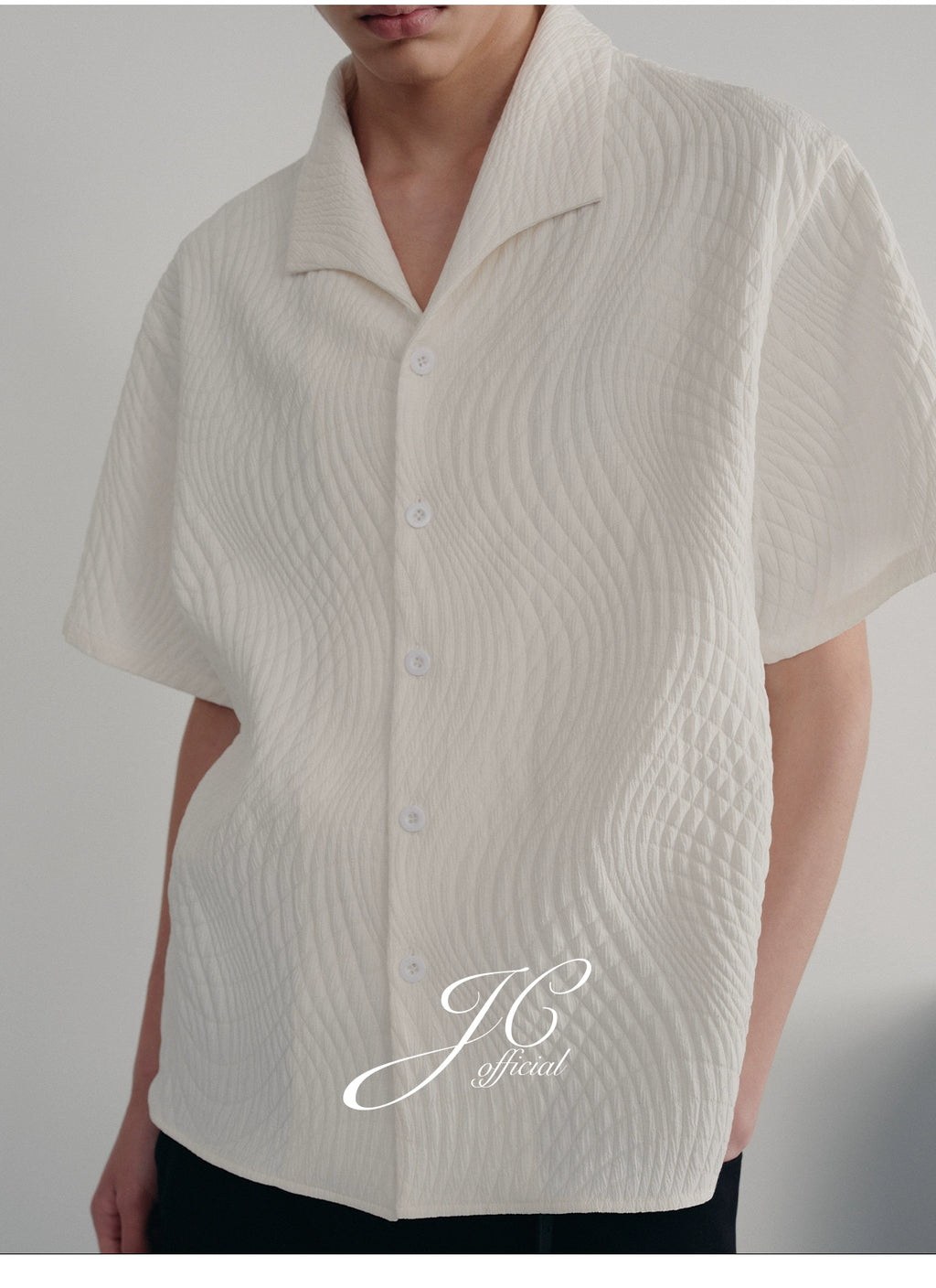 JCAESAR Seagull Collar Leaf Pattern Shirt