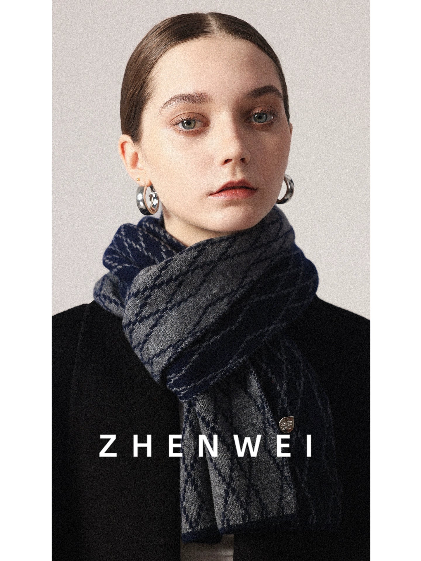 ZHENWEI Rhombus Plaid Short Knitted Scarf