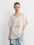 LINY LIBERTY Vintage Curled Round Neck Loose Tee
