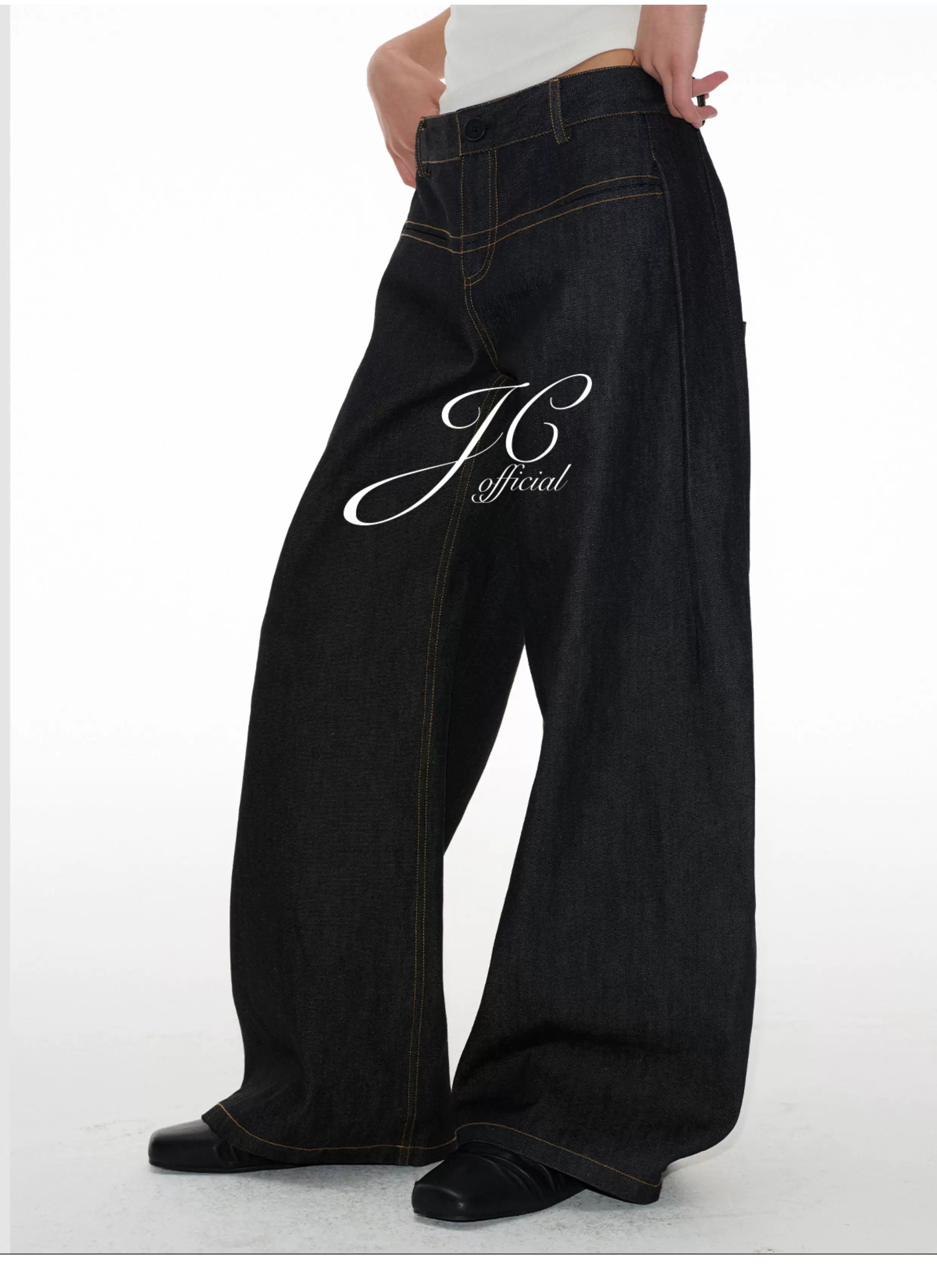 JCAESAR Vintage I-pleated Low-rise Jeans