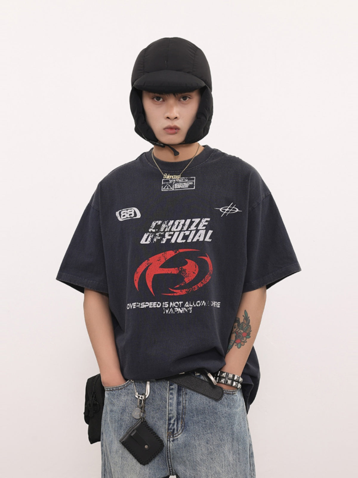 (Clearance) BTSG * American Vintage Washed Old Motorcycle Short Sleeve Tee