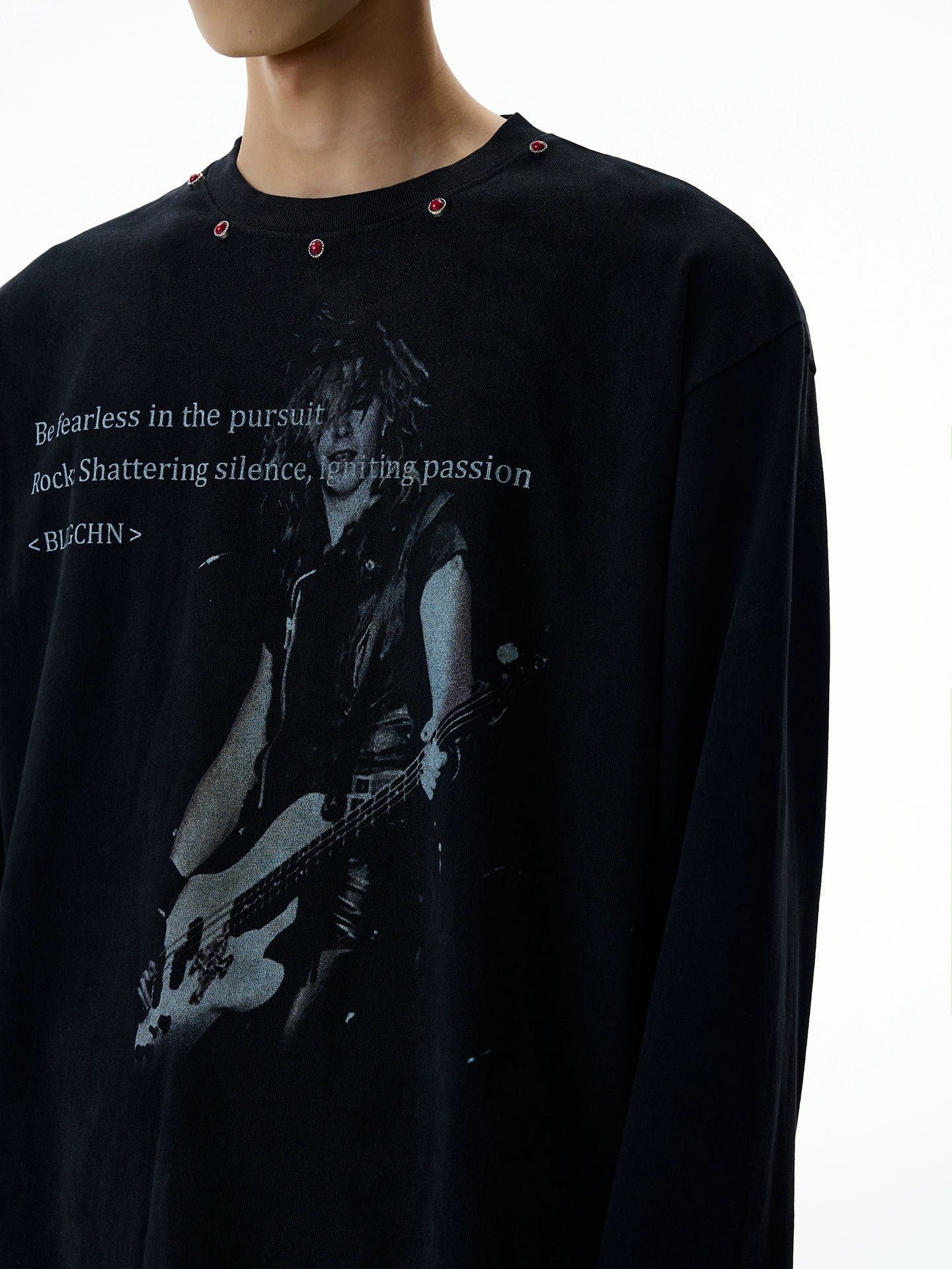 A PUEE Vintage Rivet Versatile Loose Long Sleeve