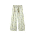 TGNS Plaid Floral Casual Wide-leg Pants