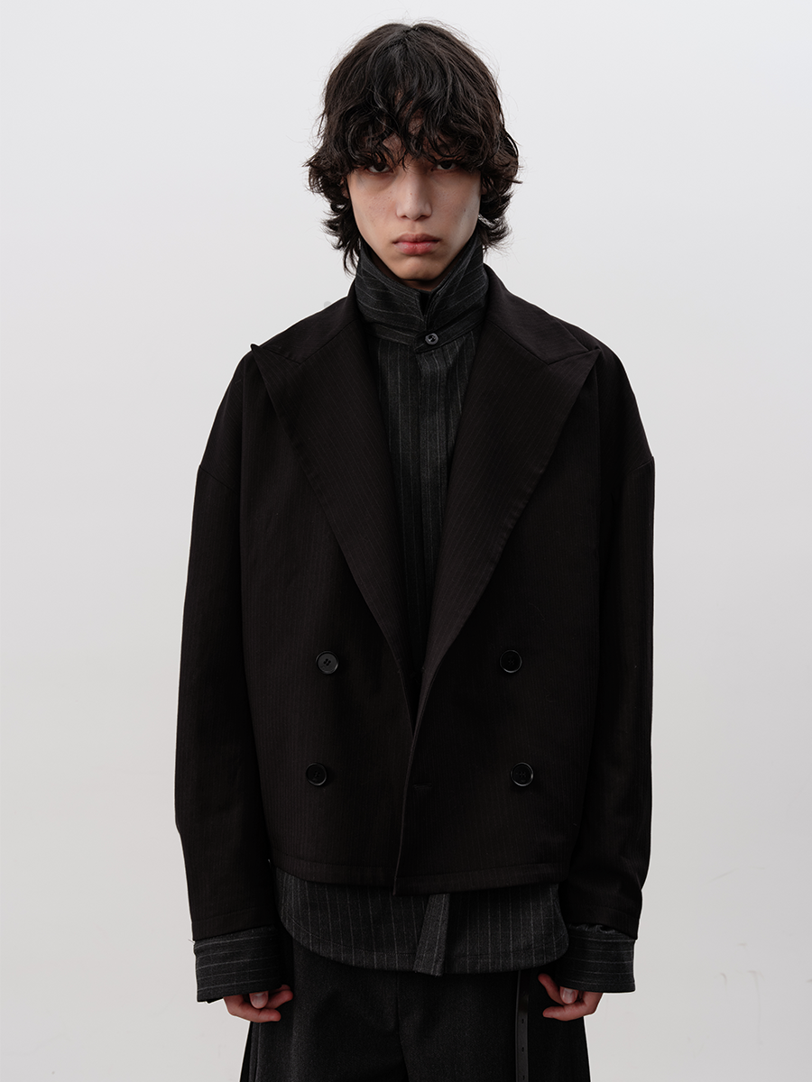 JCAESAR Striped Double-breasted Silhouette Suit