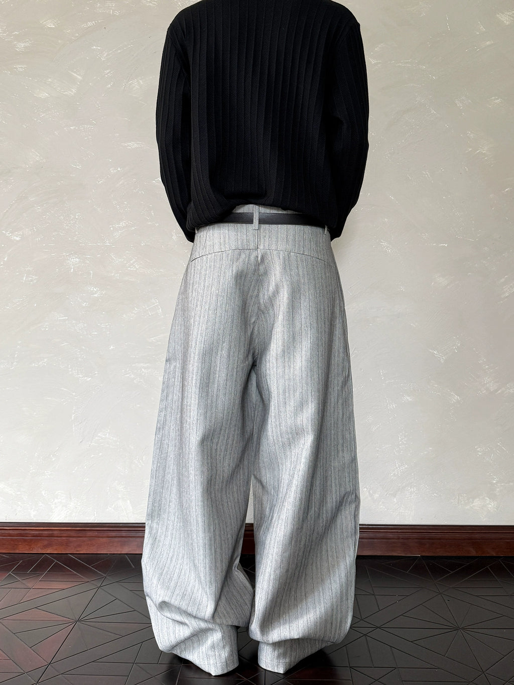 A PUEE Retro Old Money Wind Striped Trousers