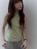 VOOE Crew Neck Hollow Jacquard Knitted Skinny Vest