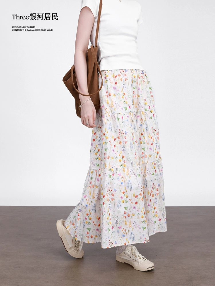 Three High Waist Thin Floral Skirts
