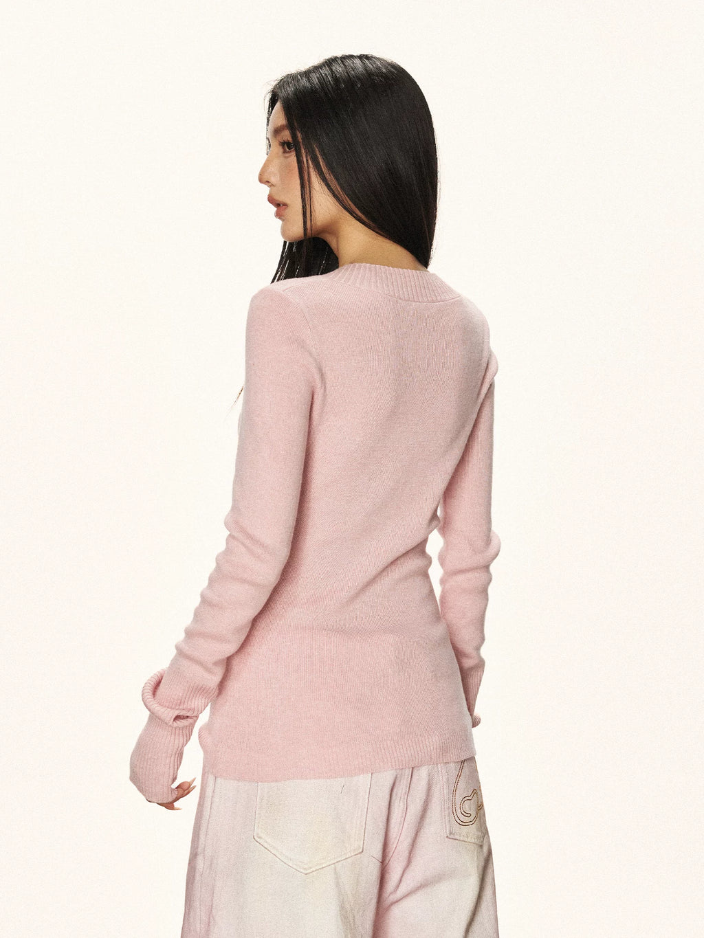 Cherry Melody Vintage Wool V-neck Knitted Long Sleeves