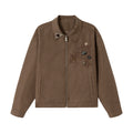 NOMANIAI Vintage Plaid Stitched Lapel Zip Jacket Jacket