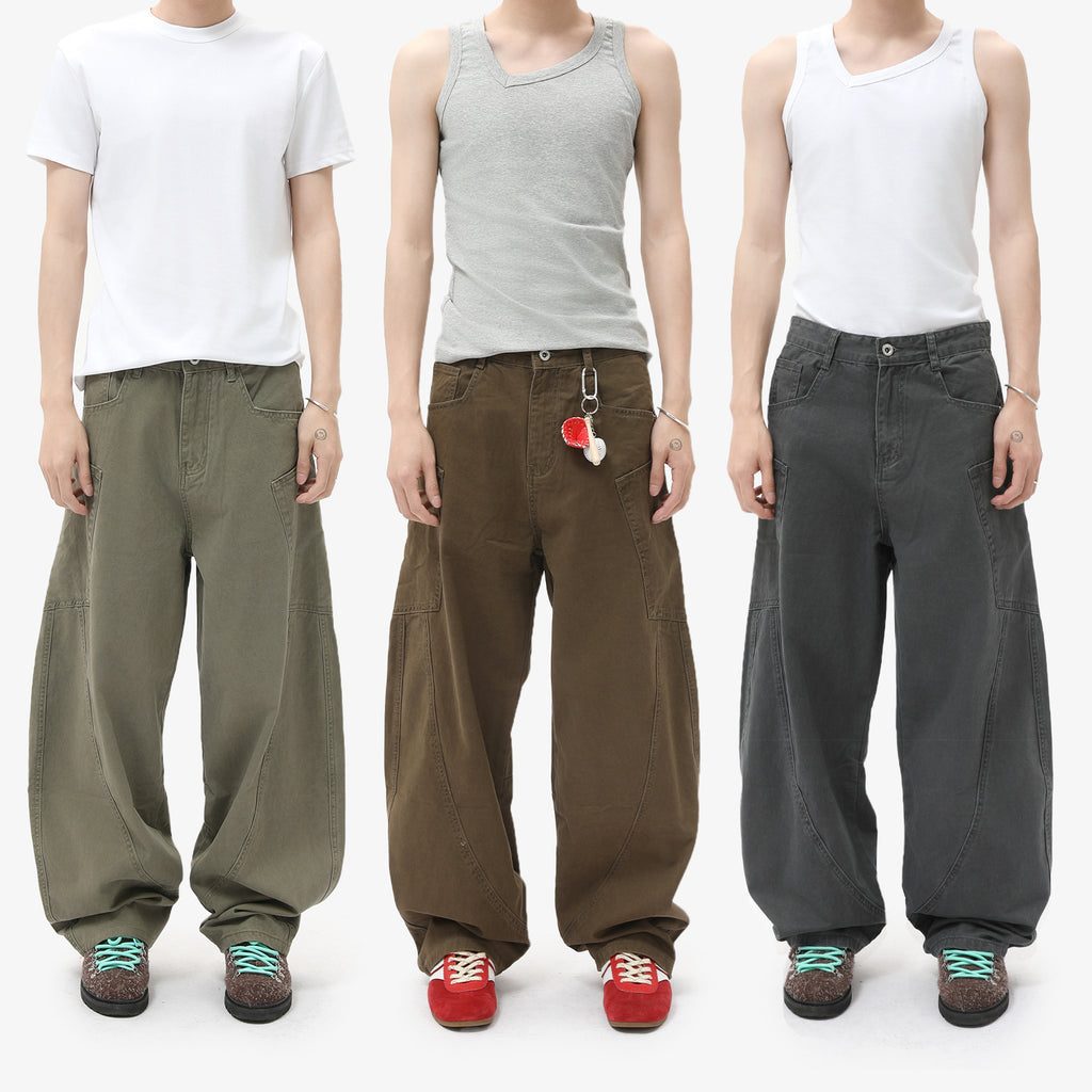 MTLCLOTHES Splicing Tooling Scimitar Washed Jeans