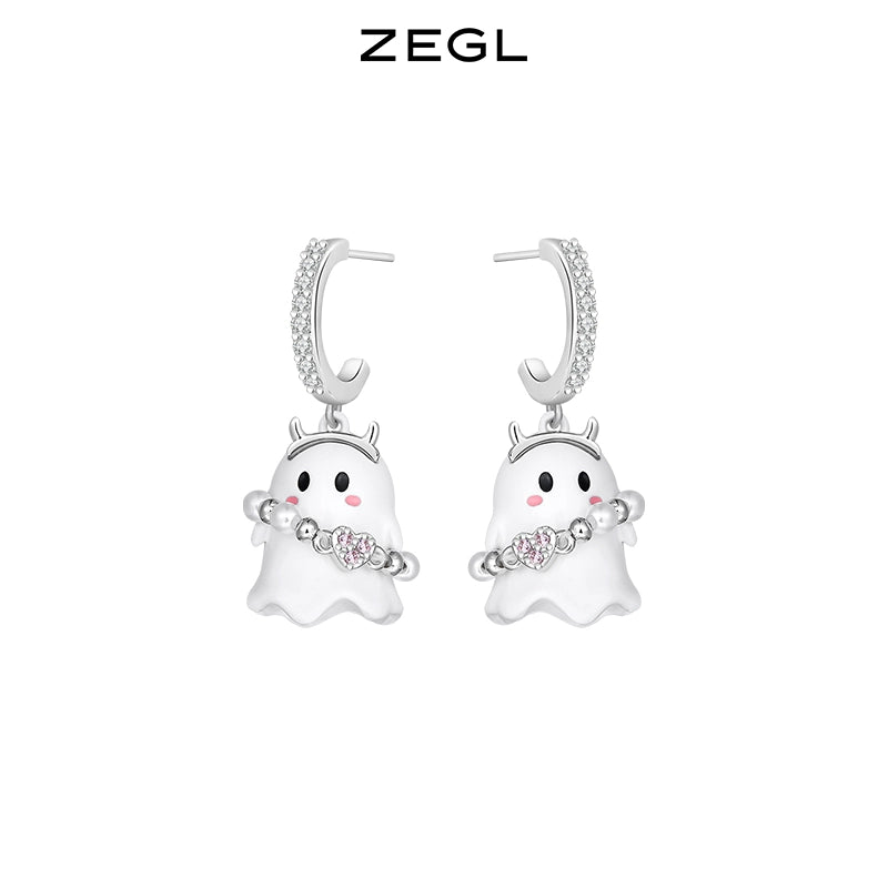 ZEGL Premium Unique Funny Little Ghost Stud Earrings