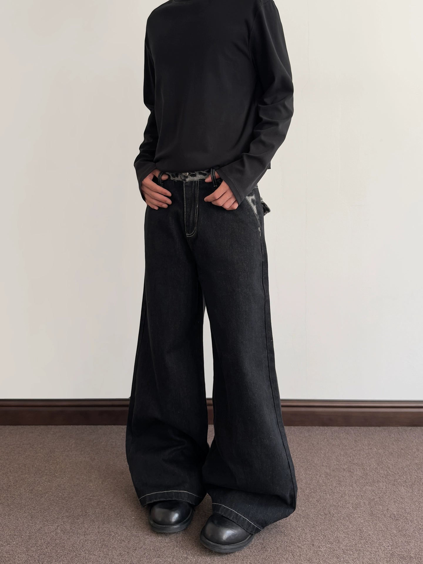 A PUEE Vintage Leopard Patchwork Scimitar Jeans