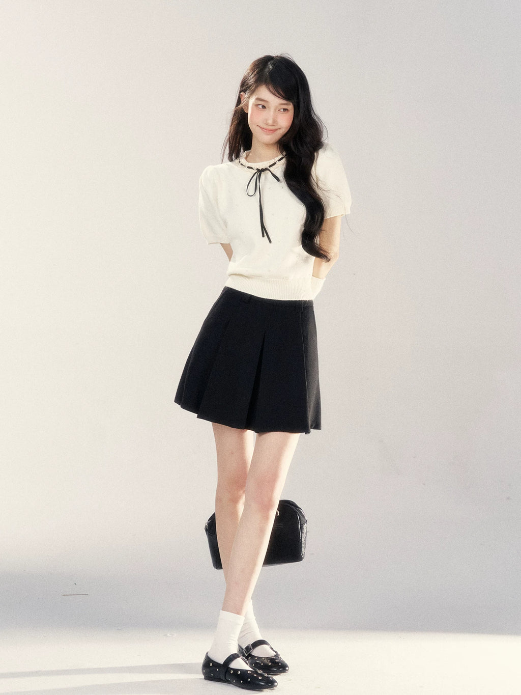 Wildberry Korean Fashion Sweet Polka Dot Knitted Sweater