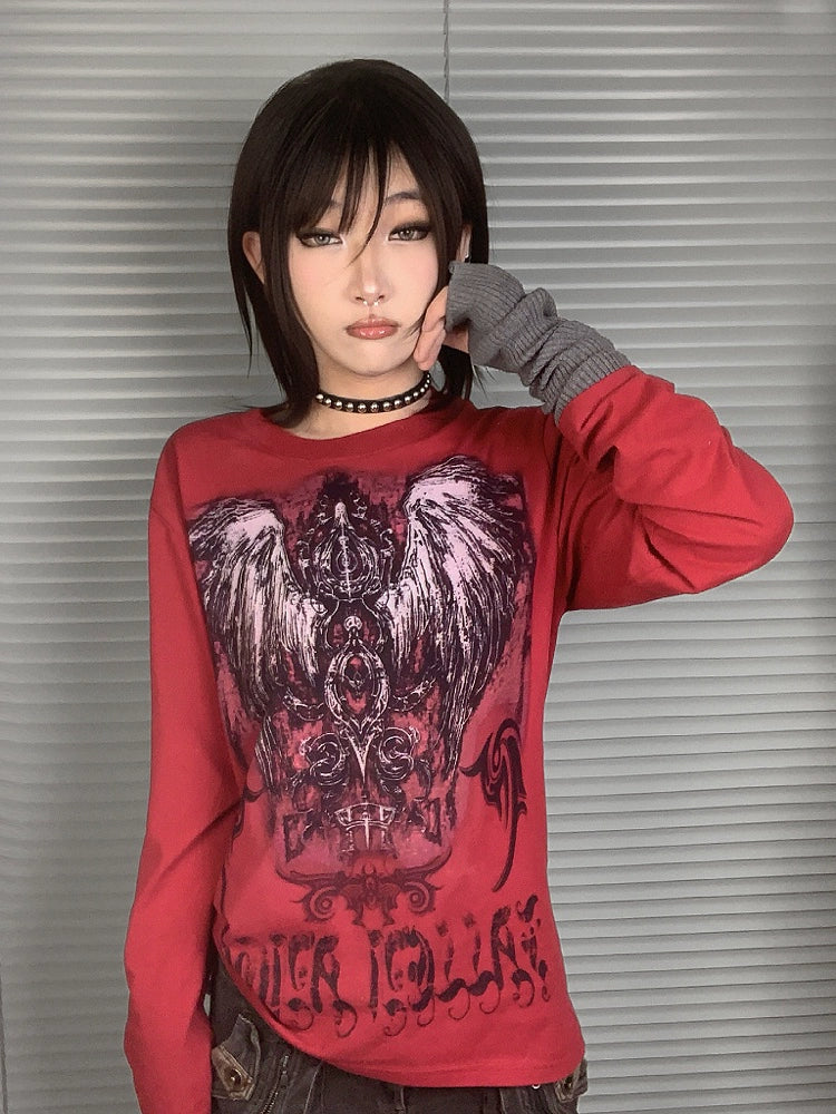 WEBBAR Punk Goth Metallic Thin Cotton Long Sleeves