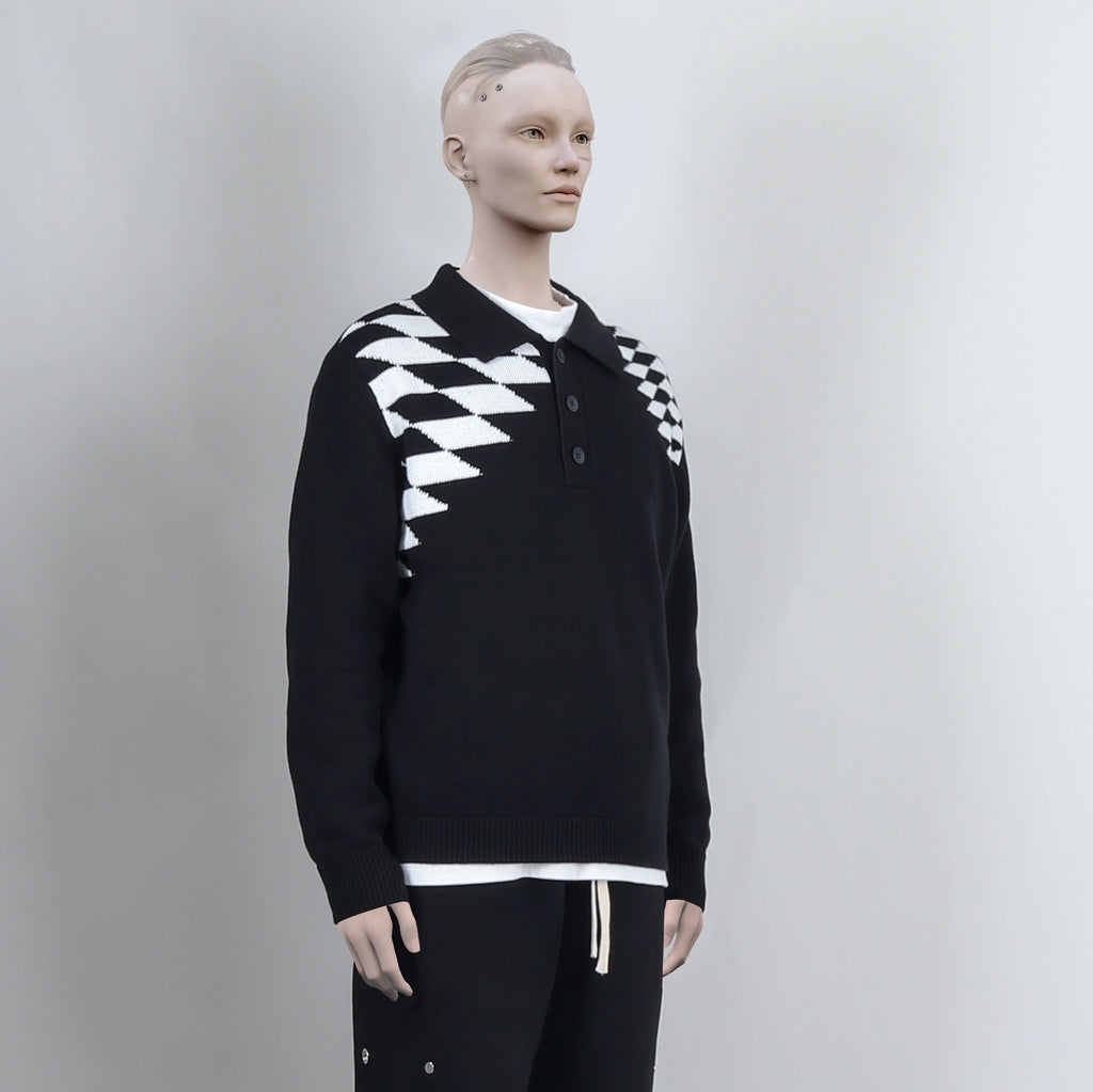 PERDU Rhombus Contrasting Polo Shirt