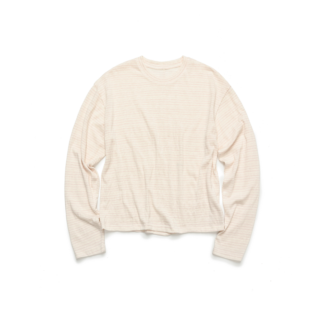 Set for Life Striped Lazy Casual Short Wide Crew Neck Long Sleeve