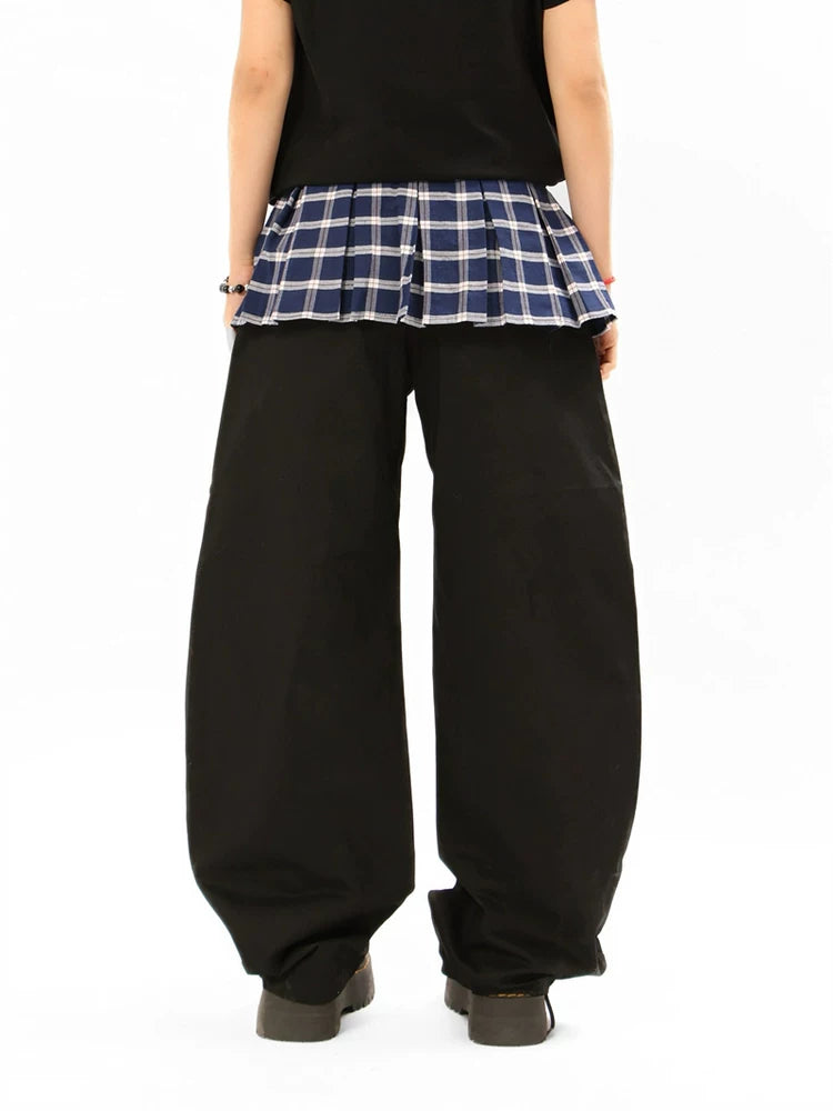 Kenvibe Vintage Checkered Fake Two-Piece Casual Pants