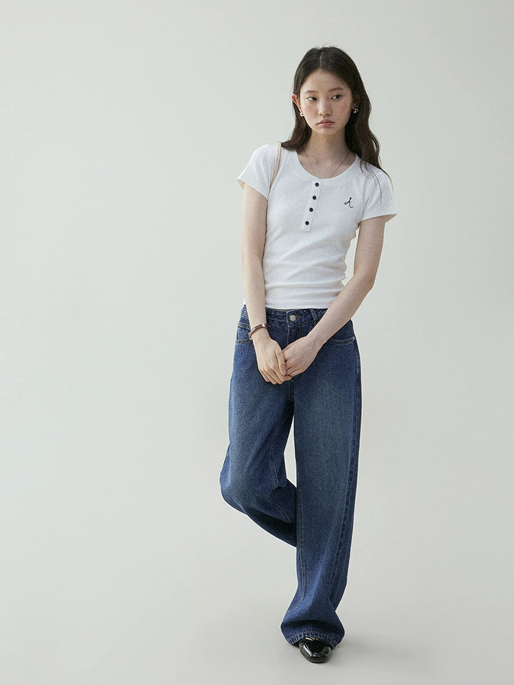 VOOE Vintage Loose Wide Leg Casual Jeans