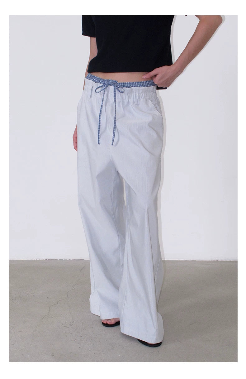 NOT UGLY Double Waist Lazy Striped Casual Pants