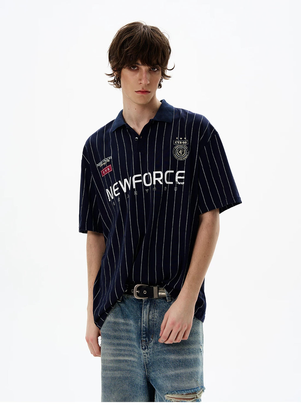 WLNEXT Retro Ruffian Handsome High-end Polo Shirt Tee