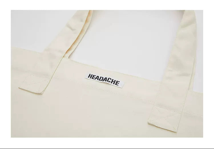 HEADACHE Alphabet Print Casual Canvas Bag