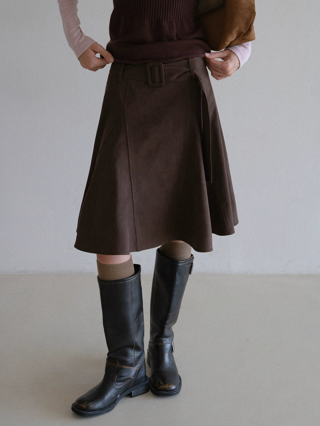 EGGKA Retro High-waisted Temperament Skirt