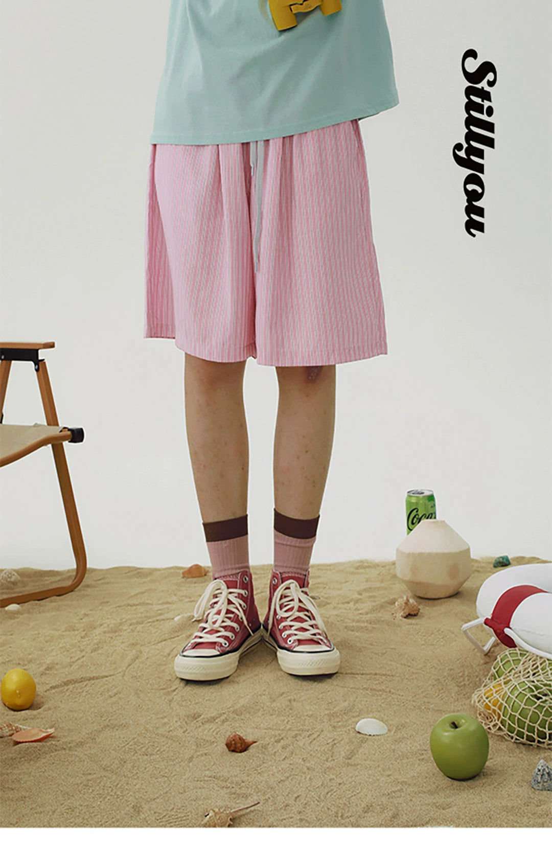 STILLYOU Versatile Striped Casual Shorts